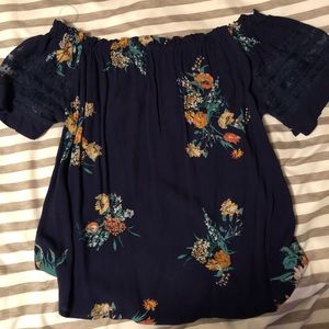 Floral off shoulder Navy Top from Charming Charlie